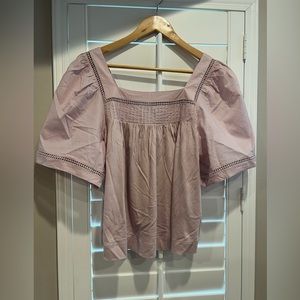 Banana Republic Factory Square Neck Flutter Sleeve Blouse Size Small NWT